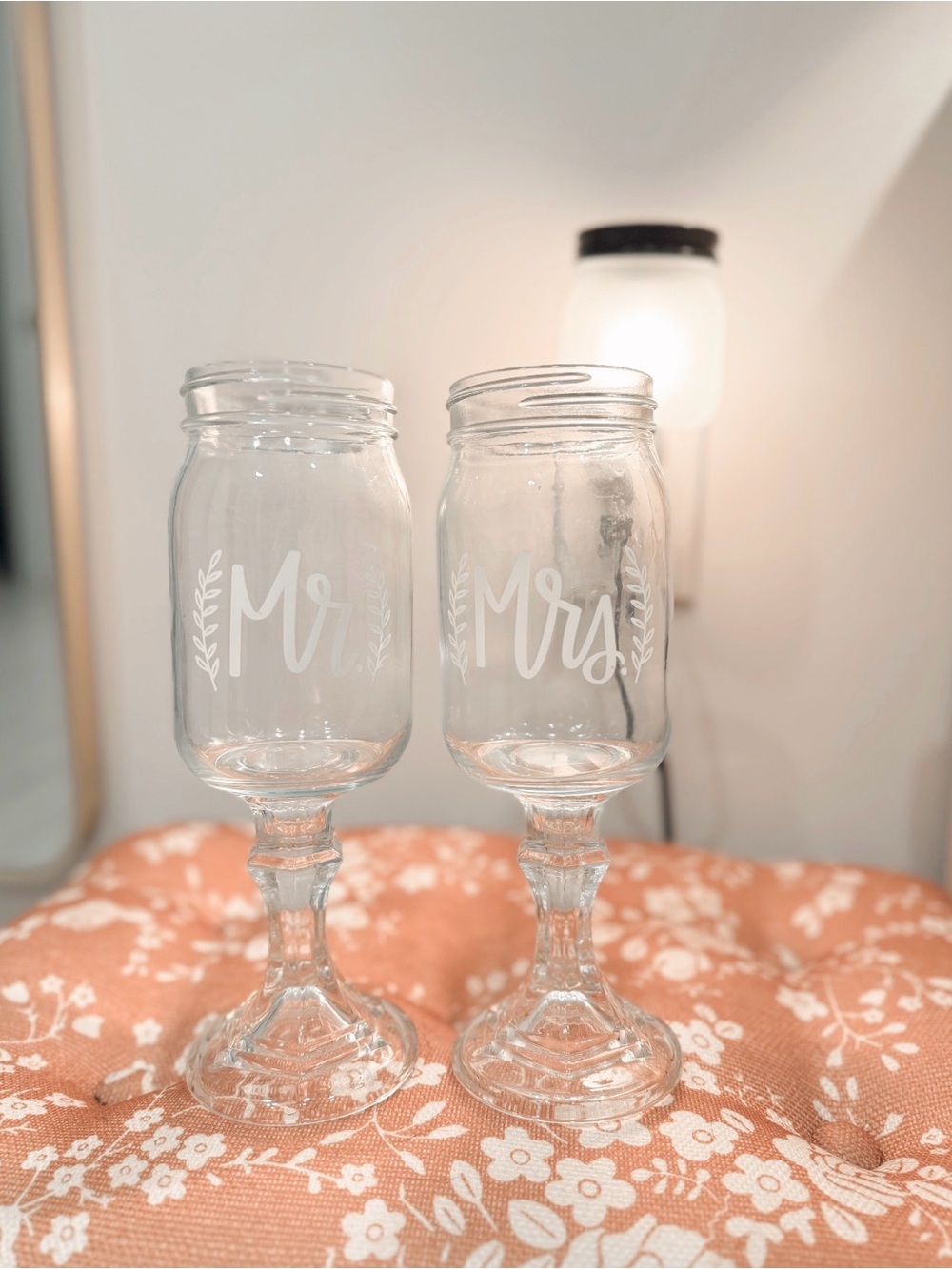 Mr. & Mrs. western Clear Glass Mason Goblets - Set of 2